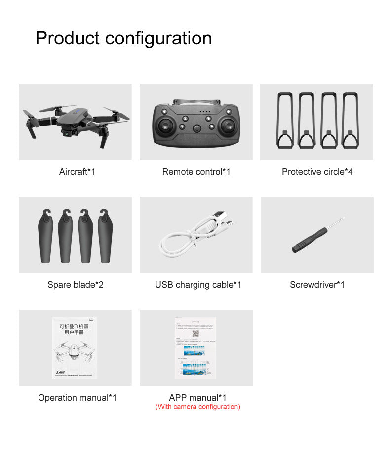 Drone E88pro Profissional com Fluxo Óptico, Câmera Dupla 4K