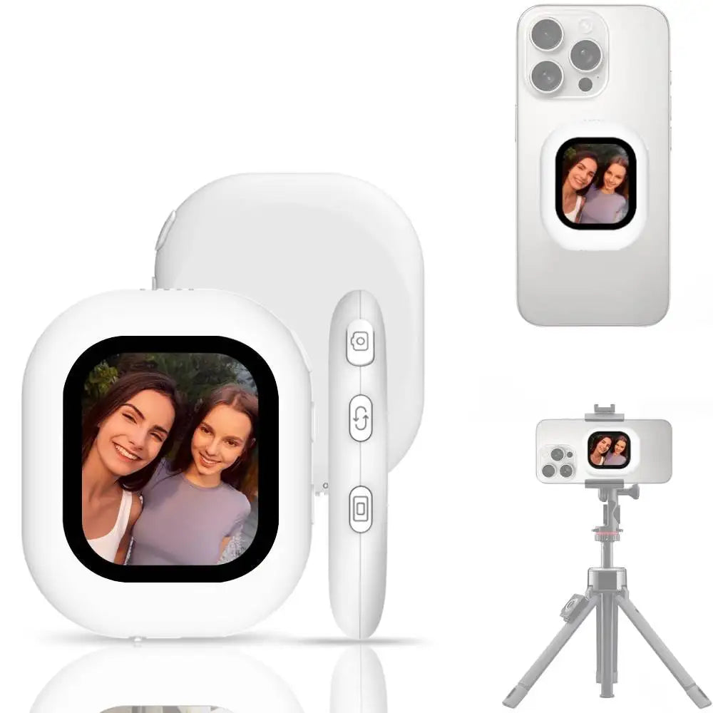 Mini monitor de selfie para telemóvel com suporte magnético sem fios