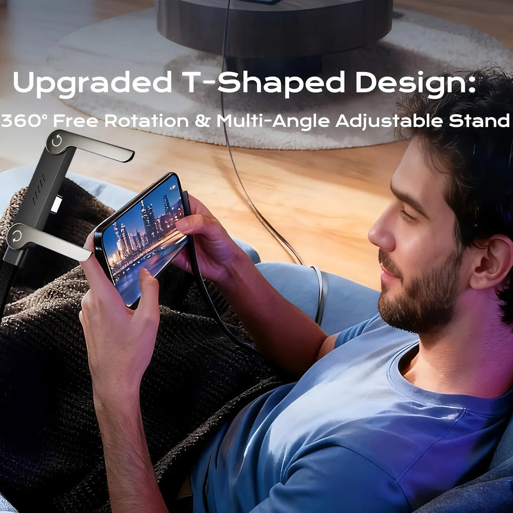 Cabo Tipo C - 2 em 1 (suporte dobrável para celular e carregamento rápido de 240 W)