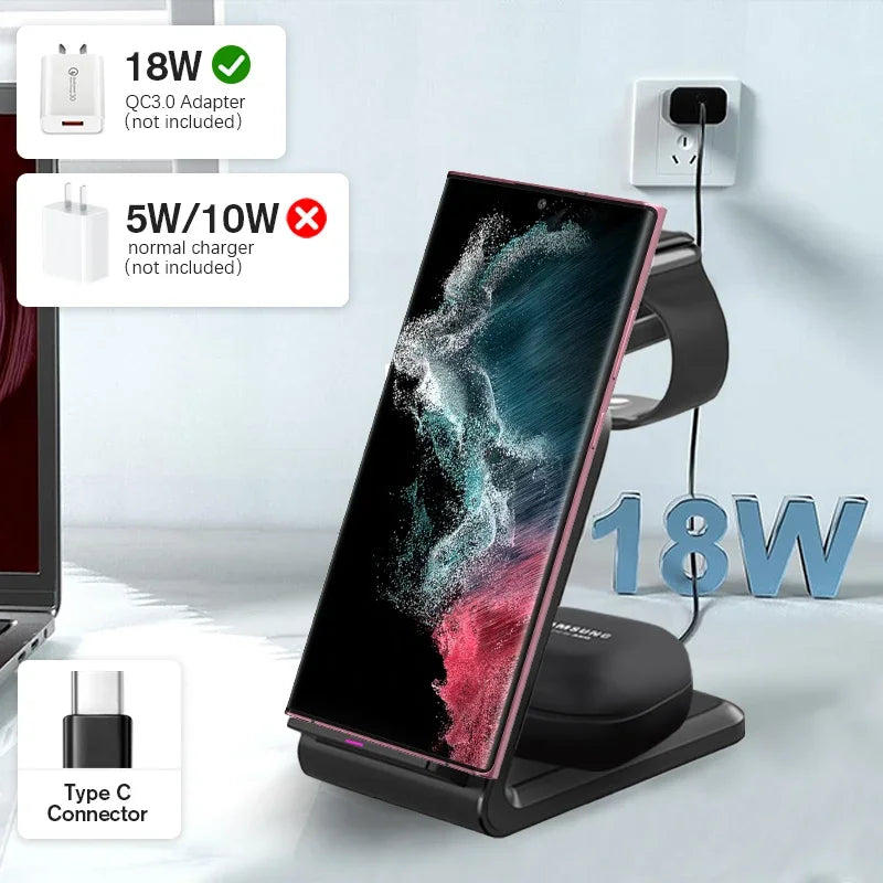 Carregador sem fios 3 em 1 VIKEFON para iPhone - carregamento rápido